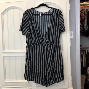 Xhiliration Stripe Shorts Romper